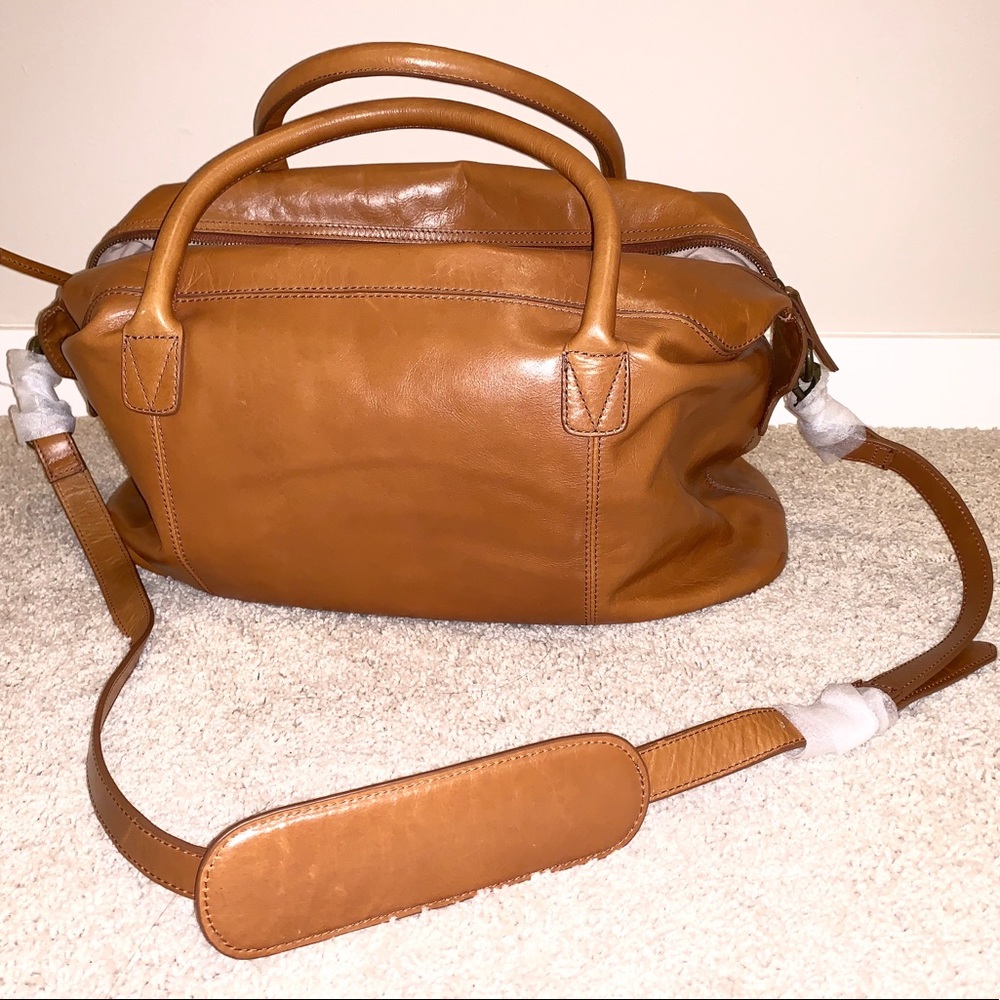H&M Premium Leather Weekend Bag in Light Brown